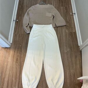 Women's Cream Pants & Sweater Set